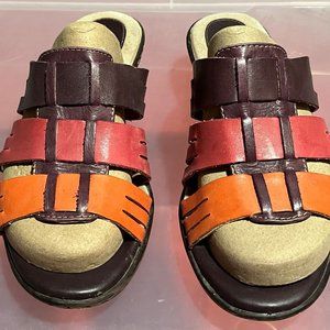 Leather slides by Softspots 7W in Pink/Purple/Salmon